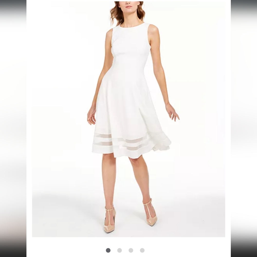 White Calvin Klein Mesh Inset Dress Size 16